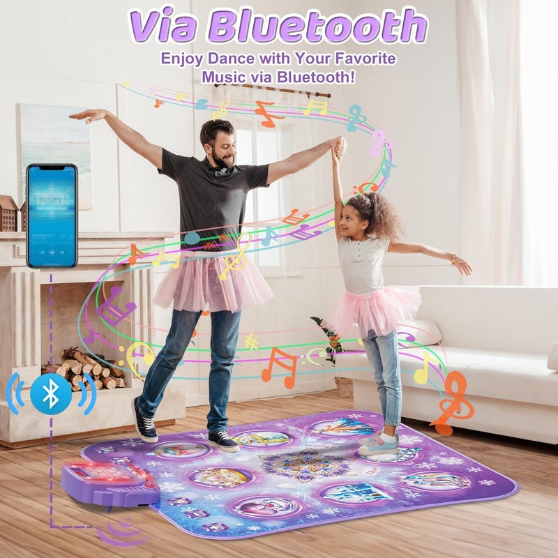 Surelect Store Dance Mat for 3-12 Year Old Girls, Frozen Dance Pad with Wireless Bluetooth, Purple Electronic Music Princess Toys Birthday for Kids and Toddlers Ages 3 4 5 6 7 8 9 10 + - Image 5